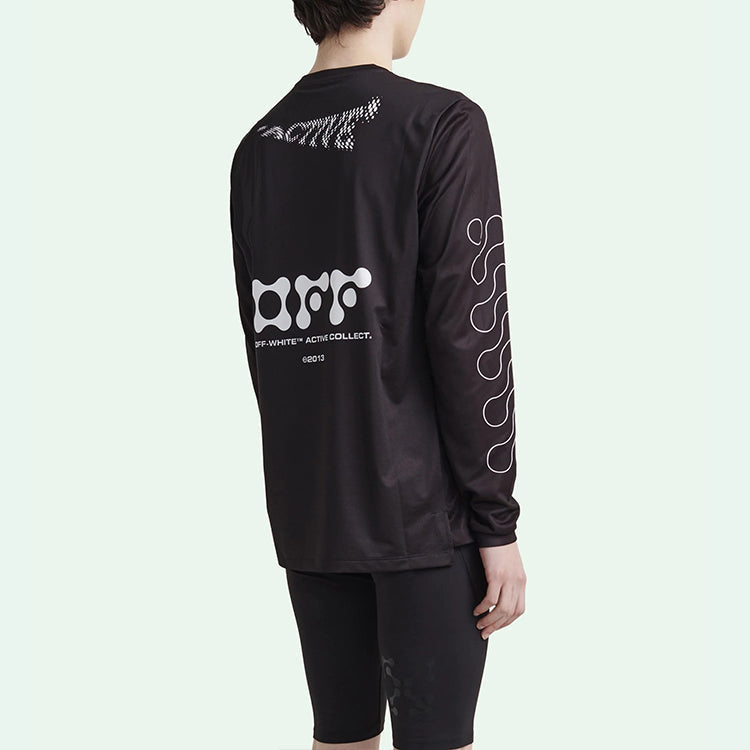 Off-White Pattern Printing Round Neck Pullover Long Sleeves Slim Fit Version Black OMVB013V21FAB0021001