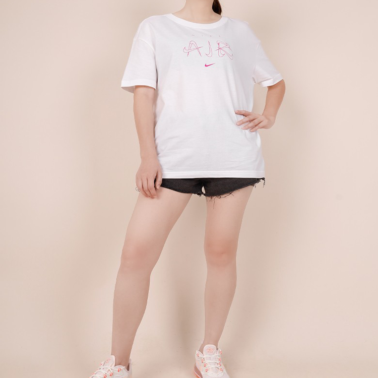 (WMNS) Nike logo Printing Casual Sports Short Sleeve White CW2857-101