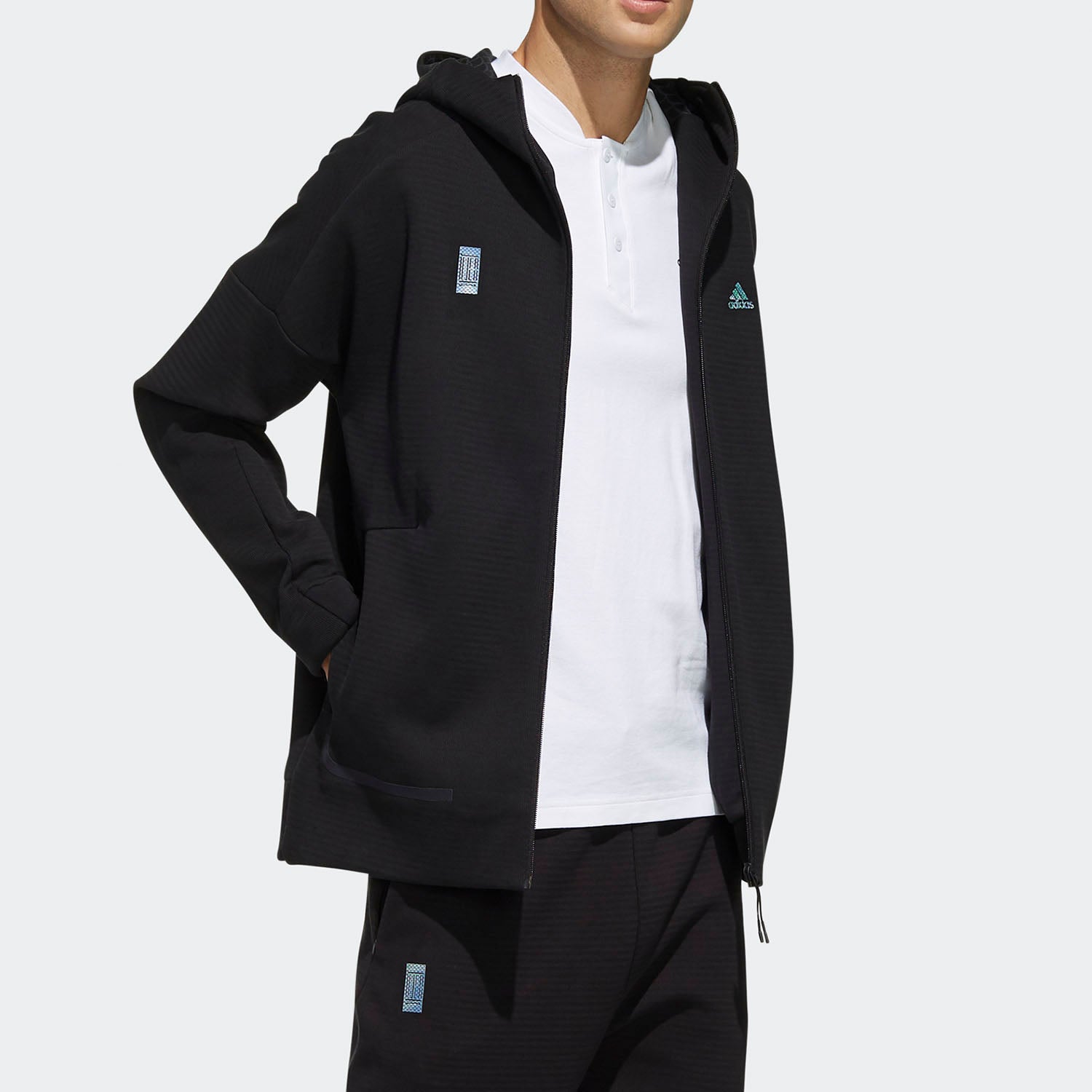 adidas Sports Shoulder Drop Hooded Jacket Black FM9339