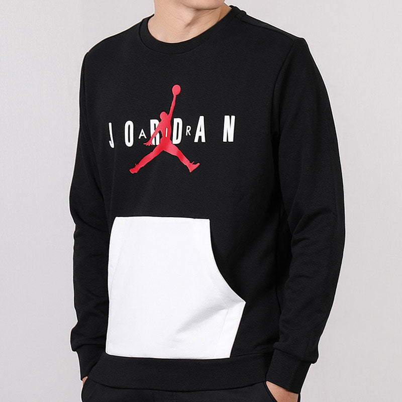 Air Jordan Large Logo Casual Sports Round Neck Pullover Black AR4785-010