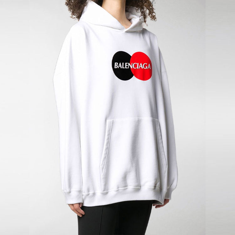 (WMNS) Balenciaga Pattern Loose Version Hoodie Sports White 620947TIV809000