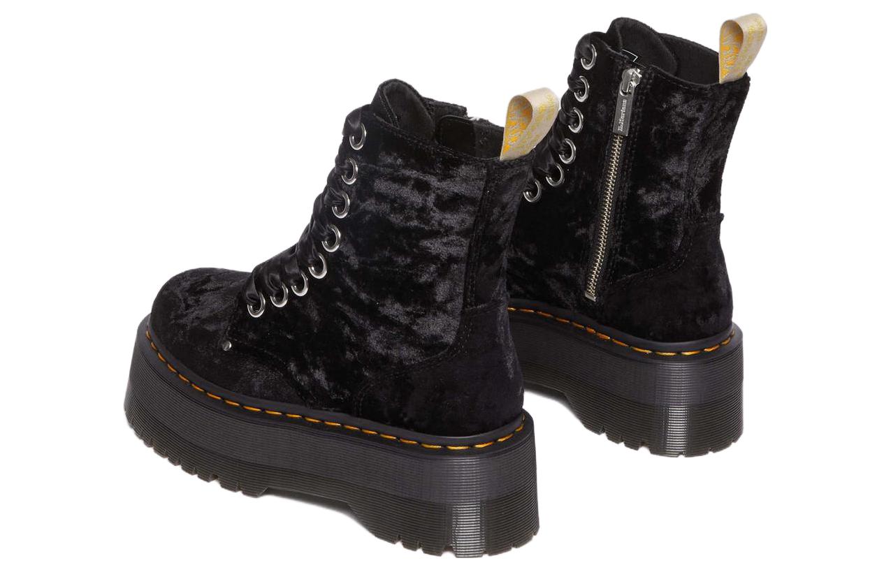 (WMNS) Dr.Martens Vegan Jadon Boot Max Crushed Velvet Platforms 'Black' 31030001