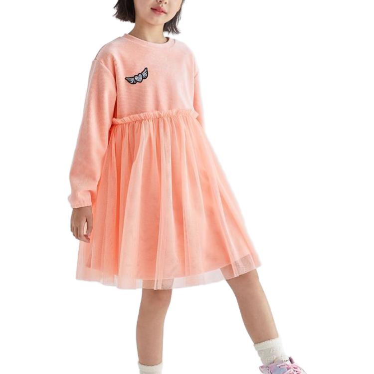 (GS) Skechers Fluffy Long Sleeve Dress 'Pink Grey' L422G106