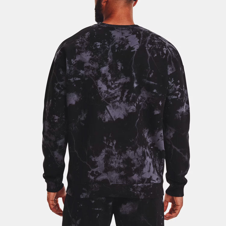 Under Armour Project Rock Rival Fleece Disrupt Printed Crew Sweatshirt 'Black Grey' 1373566-001