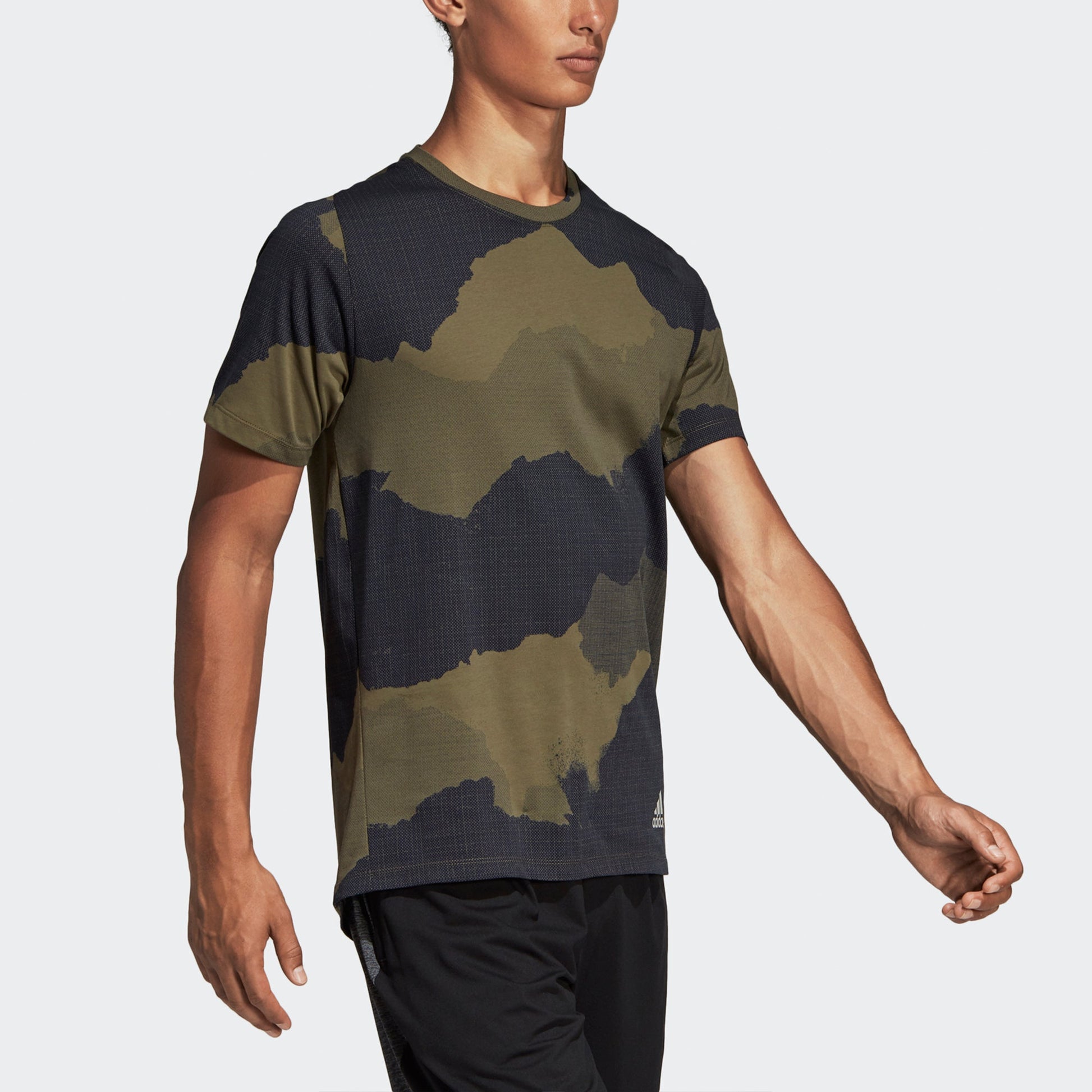adidas Fl_tec Gf Cam Camouflage Casual Sports Breathable Short Sleeve Black DU0907
