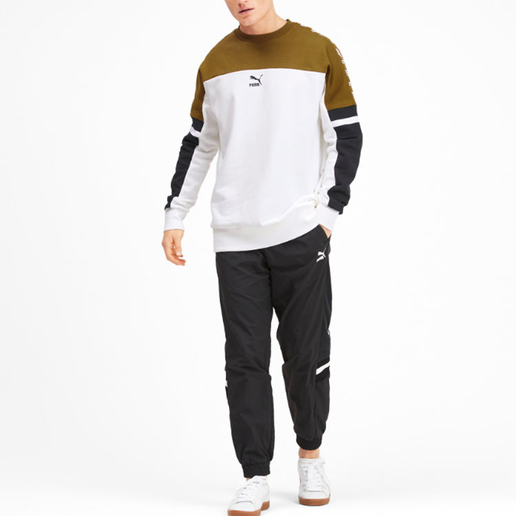 PUMA Logo Printing Colorblock Round Neck White 595872-02