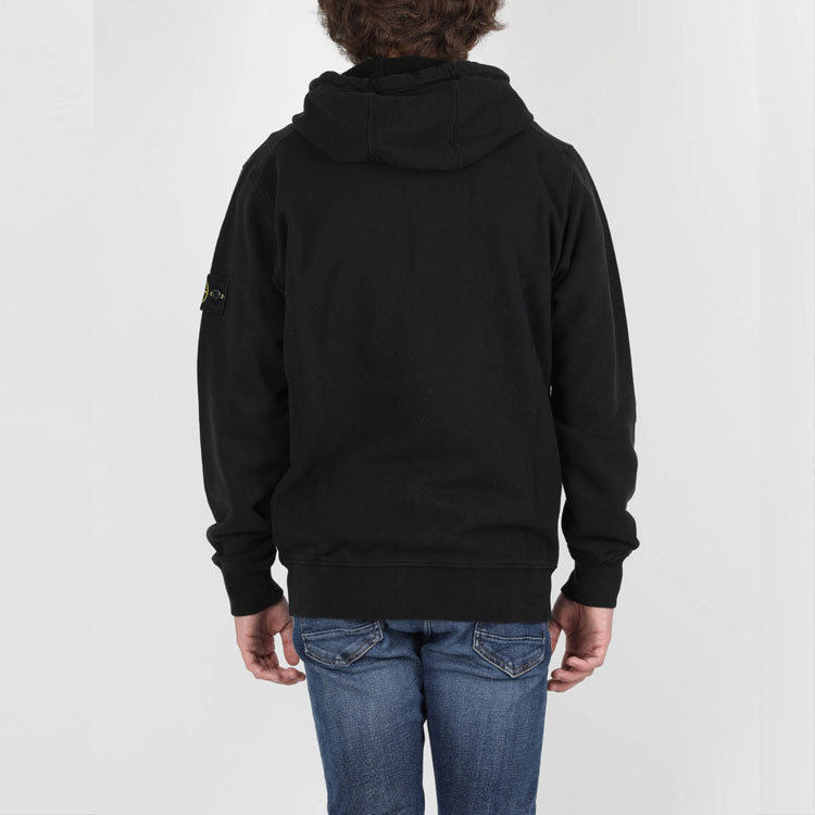 Men's STONE ISLAND Sleeve Logo Zipper Classic hooded Cardigan Black 731564220-V0029