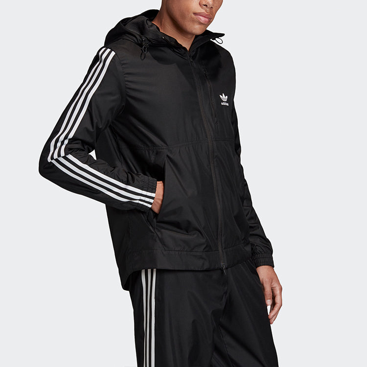adidas originals Lock UP WB Cardigan Casual Sports Hooded Jacket Black FM3815