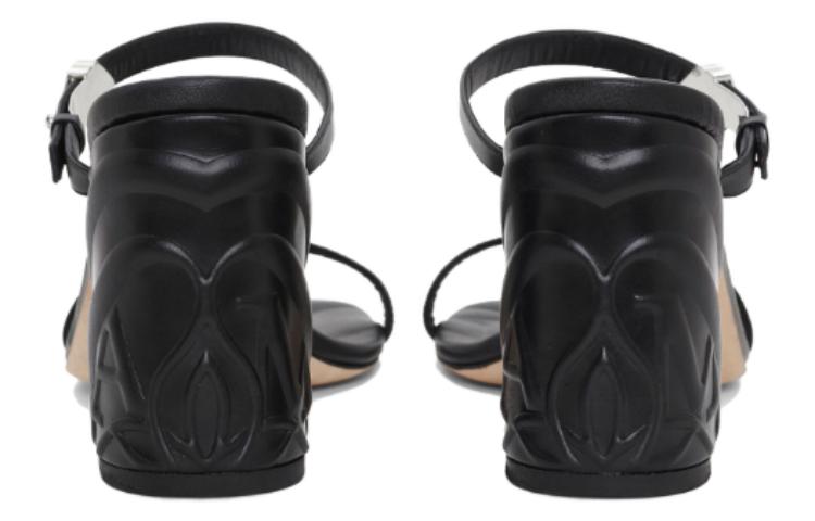(WMNS) Alexander McQueen Seal Strap Mules 'Black Silver' 780711WIEAB1081
