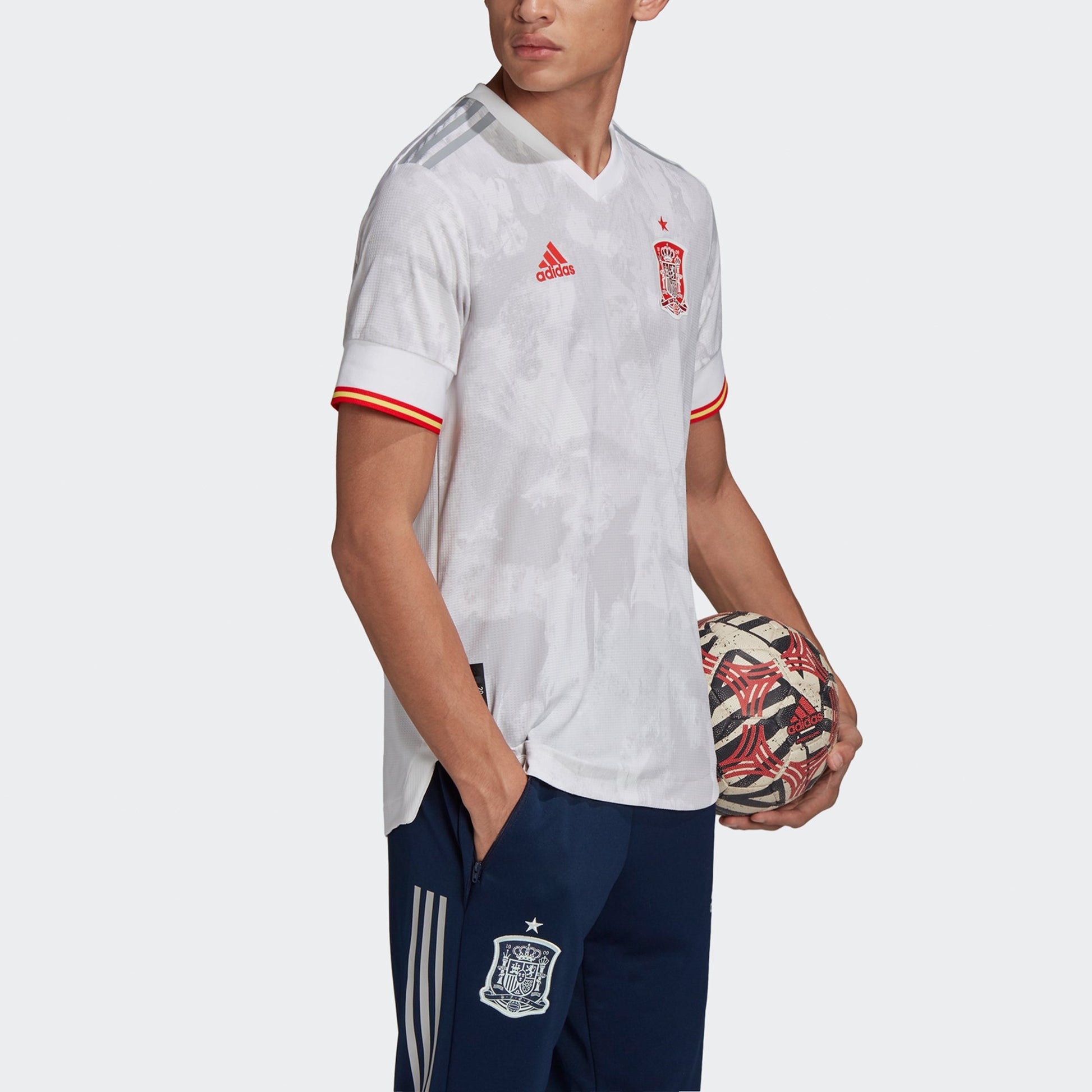 adidas Fef A Jsy Spanish national team Away AU Player Edition Sports Short Sleeve Soccer/Football Jersey White FI6239