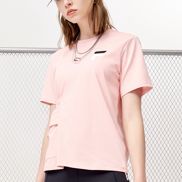 FILA FUSION Loose Sports Pocket Round Neck Short Sleeve Pink T11W123111F-PK
