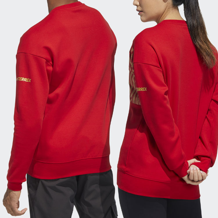 adidas Subject Printing Sports Pullover Long Sleeves Couple Style Red HE7323