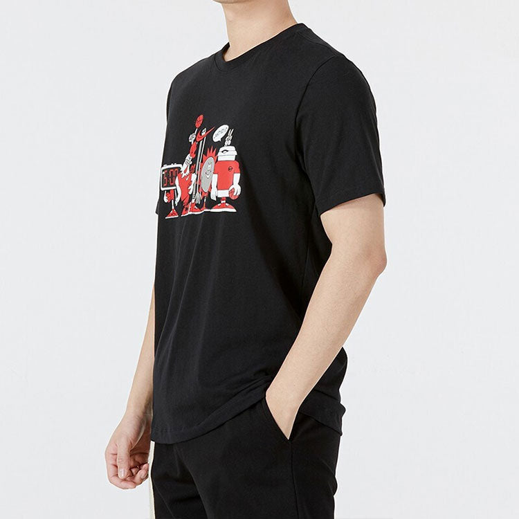 Men's Nike Cartoon Printing Cozy Round Neck Casual Short Sleeve Black T-Shirt DN3004-010
