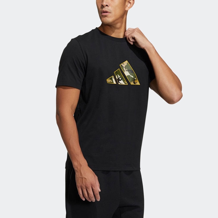 adidas Ub Gxf T Box Sports Camouflage Printing Logo Short Sleeve Black GP0851