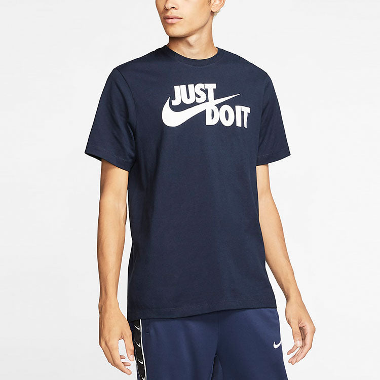 Nike Nsw Tee Just Do It Casual Sports Round Neck Short Sleeve Dark Blue AR5006-451