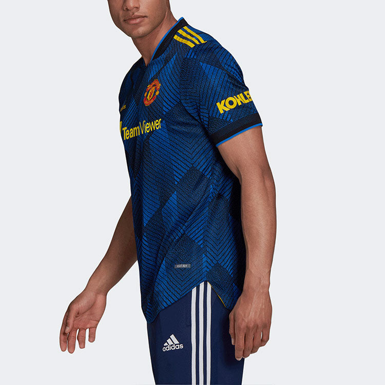 adidas 21-22 Season Player Edition Soccer/Football Sports Short Sleeve Jersey Manchester United Away Blue GM4617