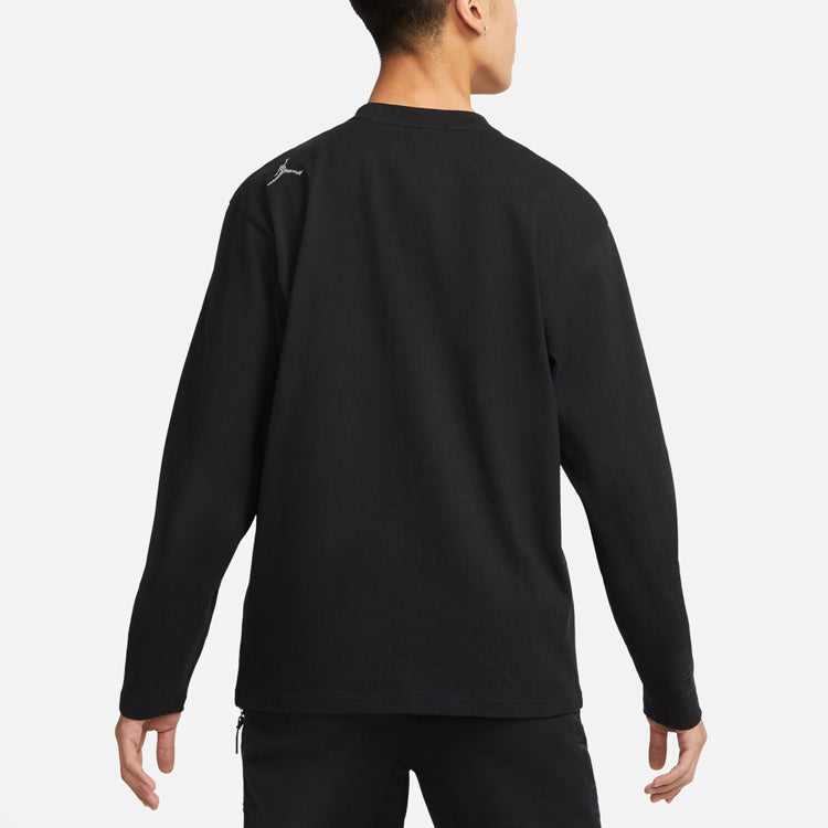 Men's Air Jordan Splicing Pocket Reflective Printing Round Neck Pullover Black T-Shirt DN2050-010