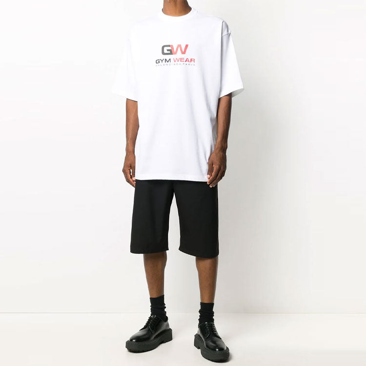 Balenciaga Gym Wear Loose Short Sleeve White 620969TIVD59000
