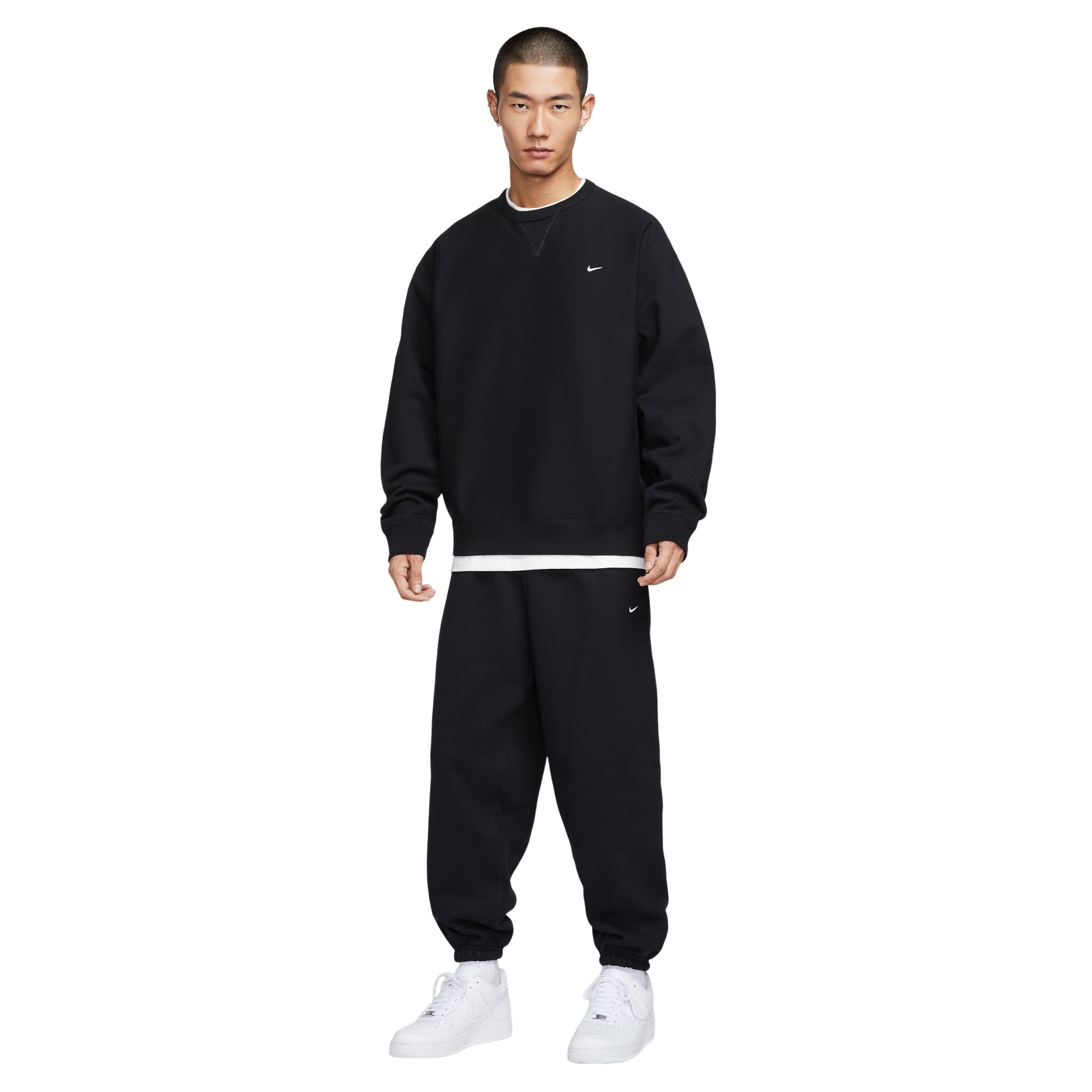 Nike Solo Swoosh Plush Crew Neck Top 'Black' HV1087-010