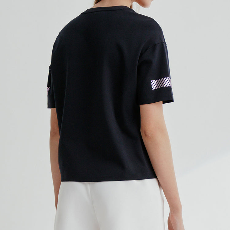 (WMNS) FILA Reflective Logo Printing Short Sleeve Navy Blue F11W028101F-NV
