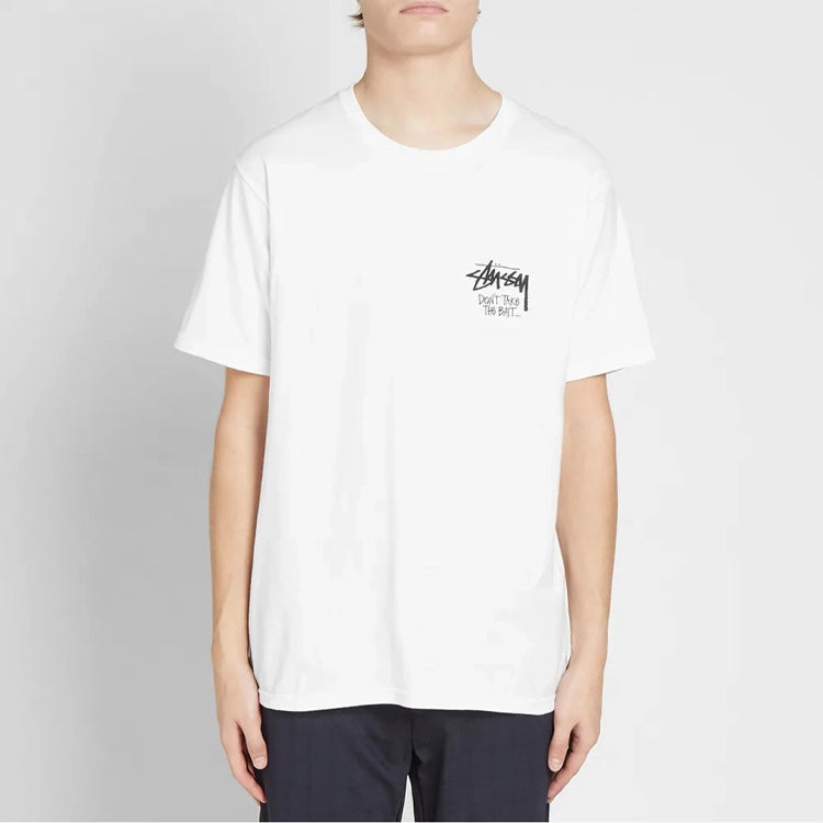 Stussy Dont Take The Bait Tee Skeleton Large Logo Short Sleeve Unisex White 1904423-WHITE