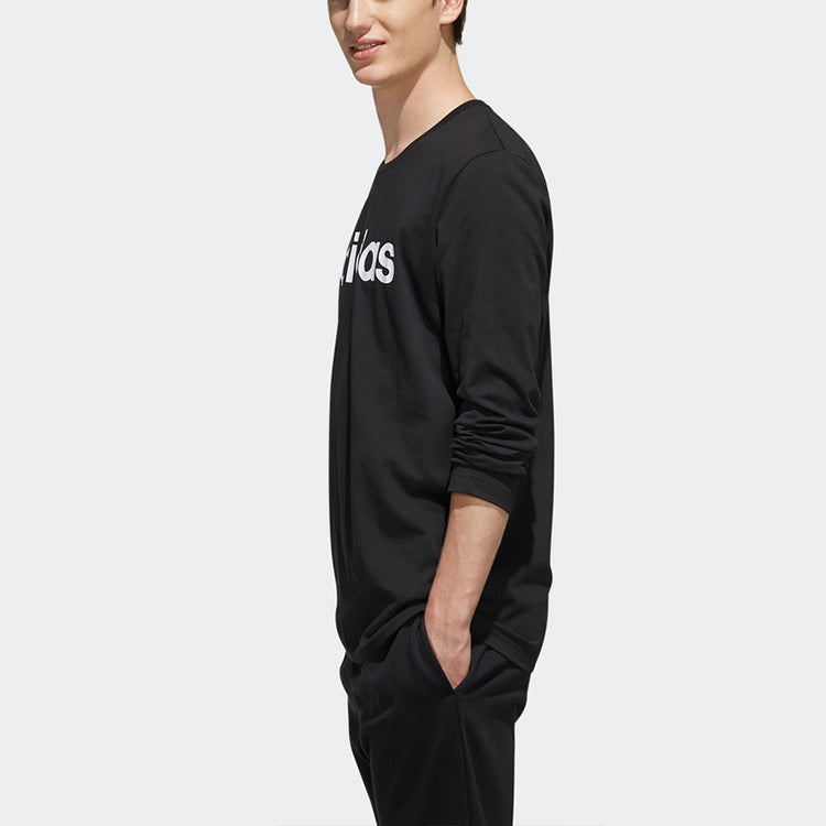 adidas neo M CE LNR LS logo Printing Round Neck Long Sleeves Black EI4723