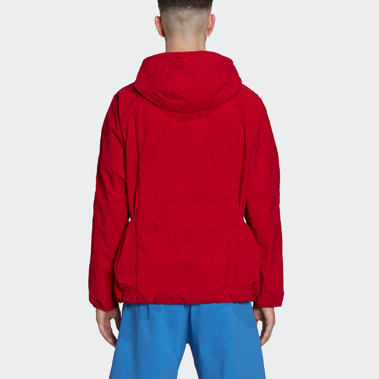 adidas originals Todmorden Smock Loose Big Pocket Half Zipper Hooded Jacket Red GT1820