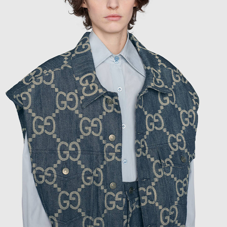 Gucci Jumbo GG Denim Vest 'Blue Ivory' 674339-XDBTY-4492