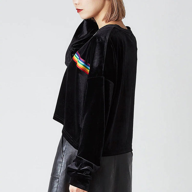 (WMNS) FILA x Atmos Pink Crossover Multi-Color Stripe Casual Pullover Long Sleeves Black FL3551-08