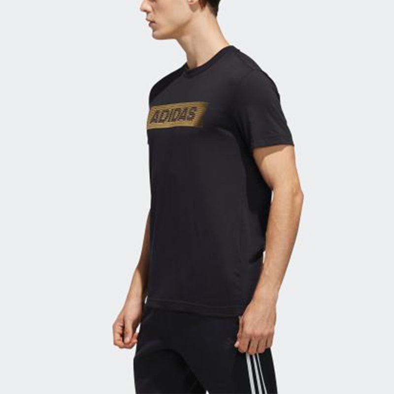 adidas Ai Gfx Ss Foil Sports Bronzing Printing Round Neck Short Sleeve Black EH3814