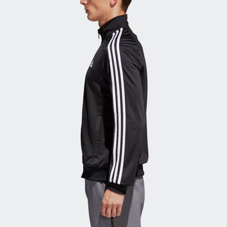 adidas Logo Printing Side Stripe Stand Collar Sports Jacket Black BR1024