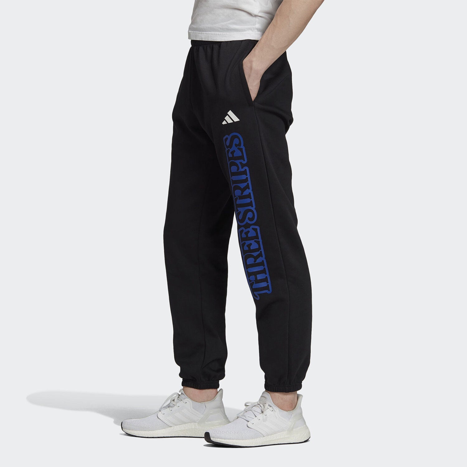 adidas 3-Stripes Graphic logo Printing Casual Bundle Feet Sports Pants Black FR6603