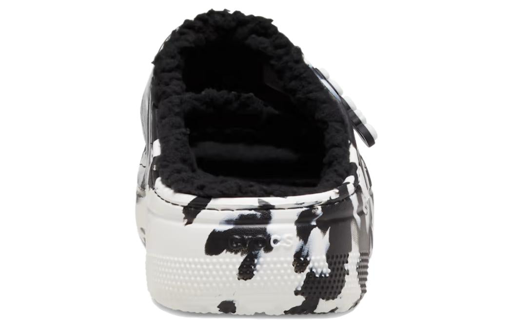 Crocs Classic Cozzzy Marbled Sandals 'Black White' 207907