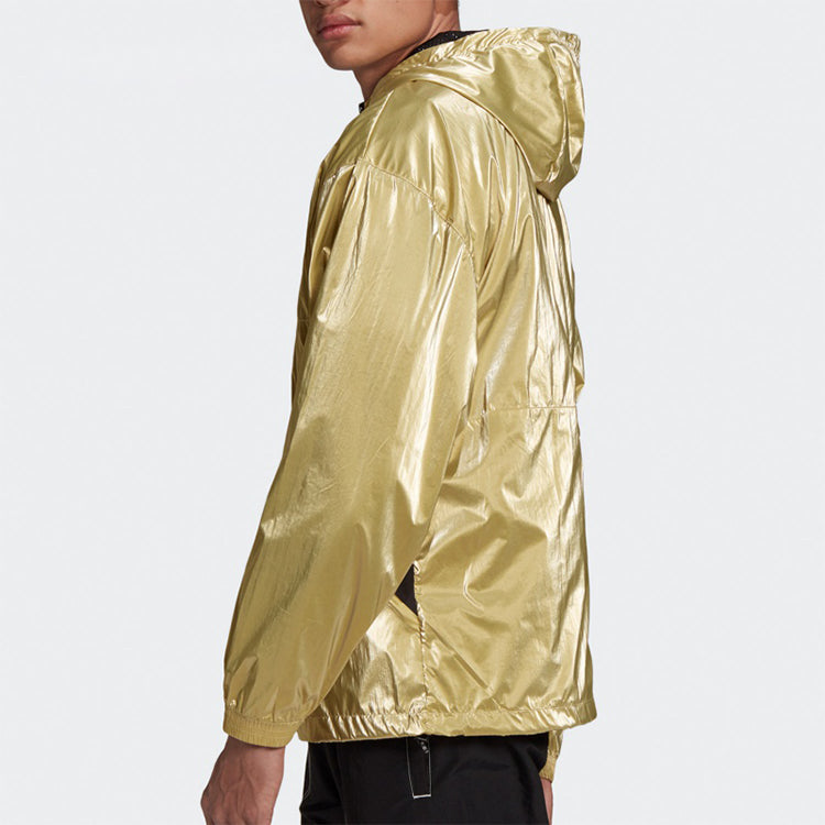 adidas originals TLM 02 WB Gold Half Zipper Pullover hooded Double Sided Windbreaker Jacket Gold Color GD5800