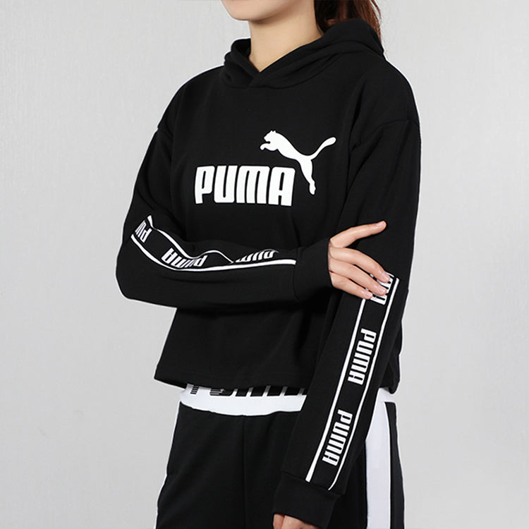 (WMNS) PUMA ESS Tape Hoodie 'Black' 581059-01