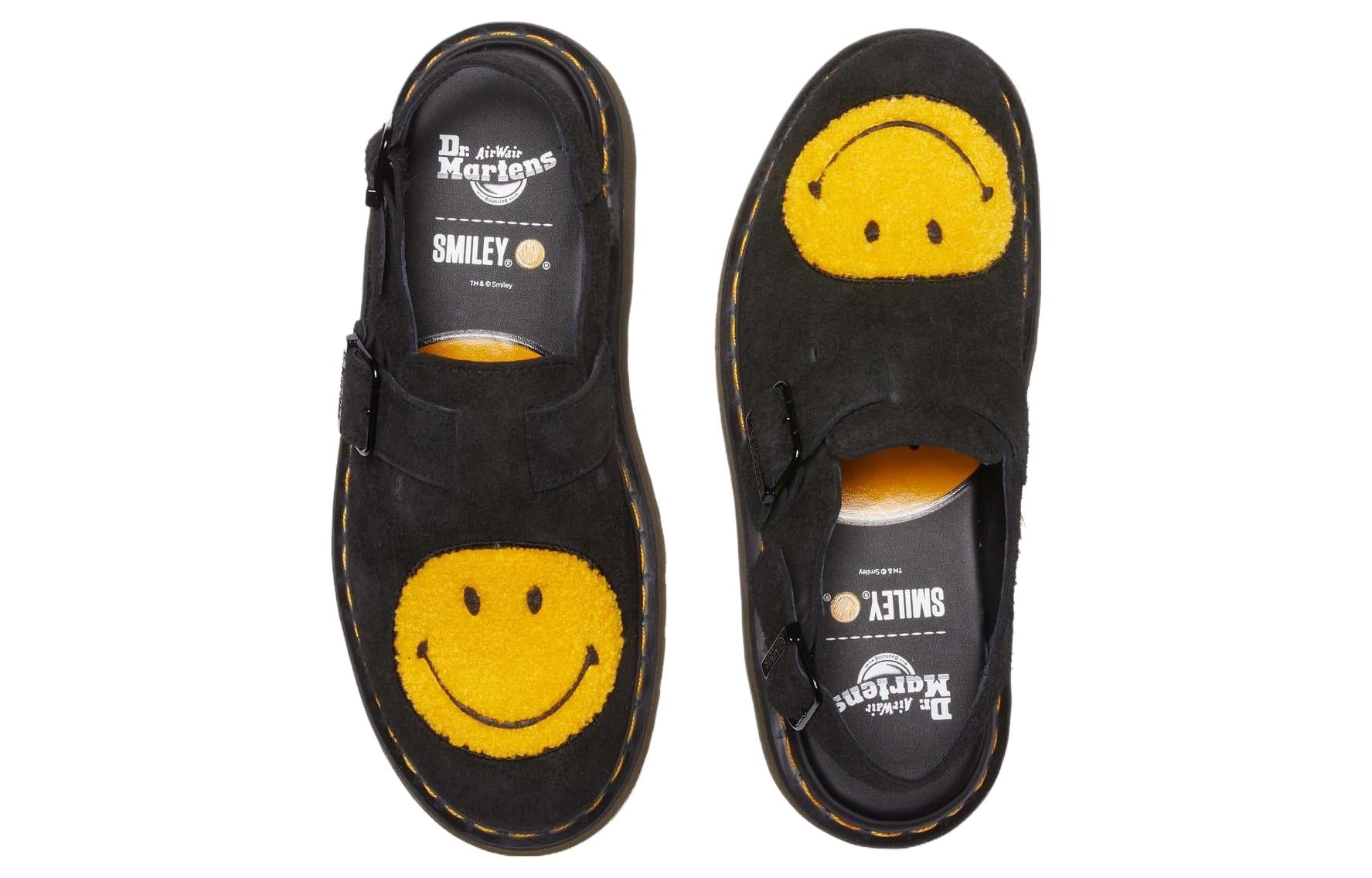 Dr. Martens x Smiley Jorge Suede Mules 'Black Yellow' 31391005