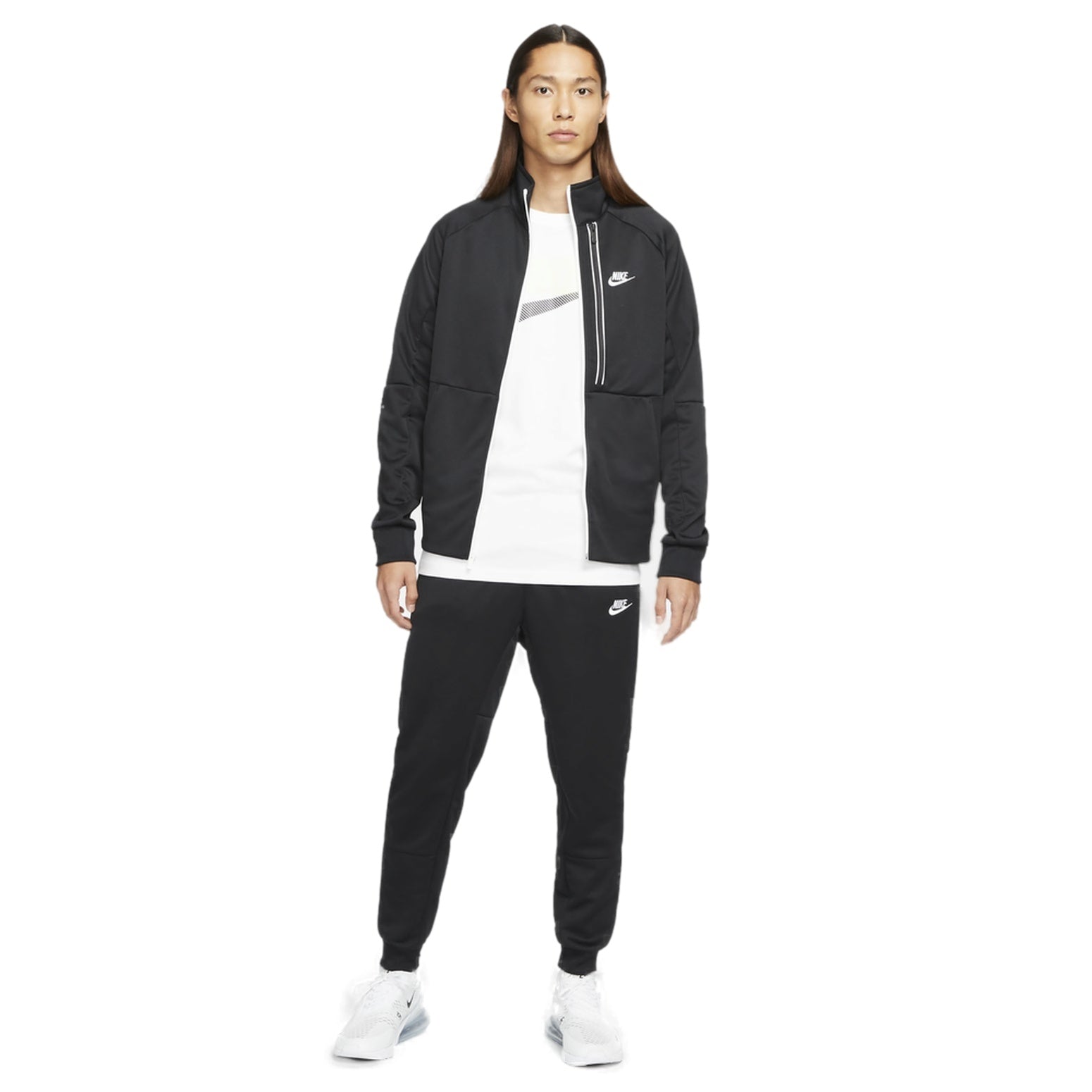 Men's Nike Solid Color Casual Micro Mark Printing Stand Collar Jacket Black DA0004-010