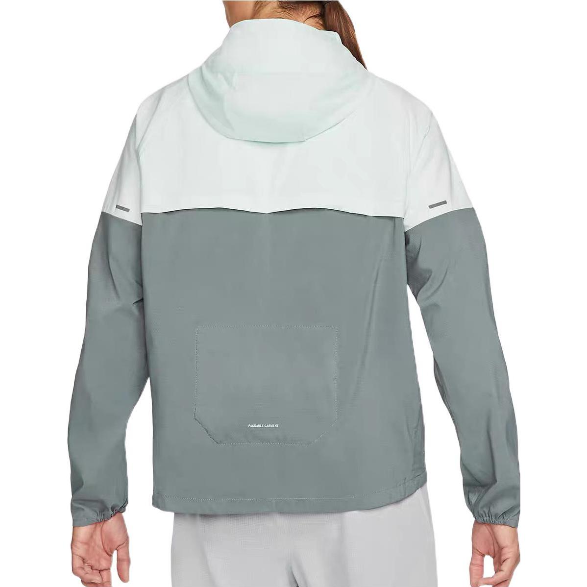 Men's Nike SS22 Splicing Color Block Logo Printing Zipper Hooded Jacket Autumn Gray Green CZ9071-394