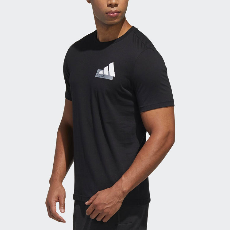 adidas Mh Gfx T Bos logo Printing Sports Round Neck Short Sleeve Black GH4419