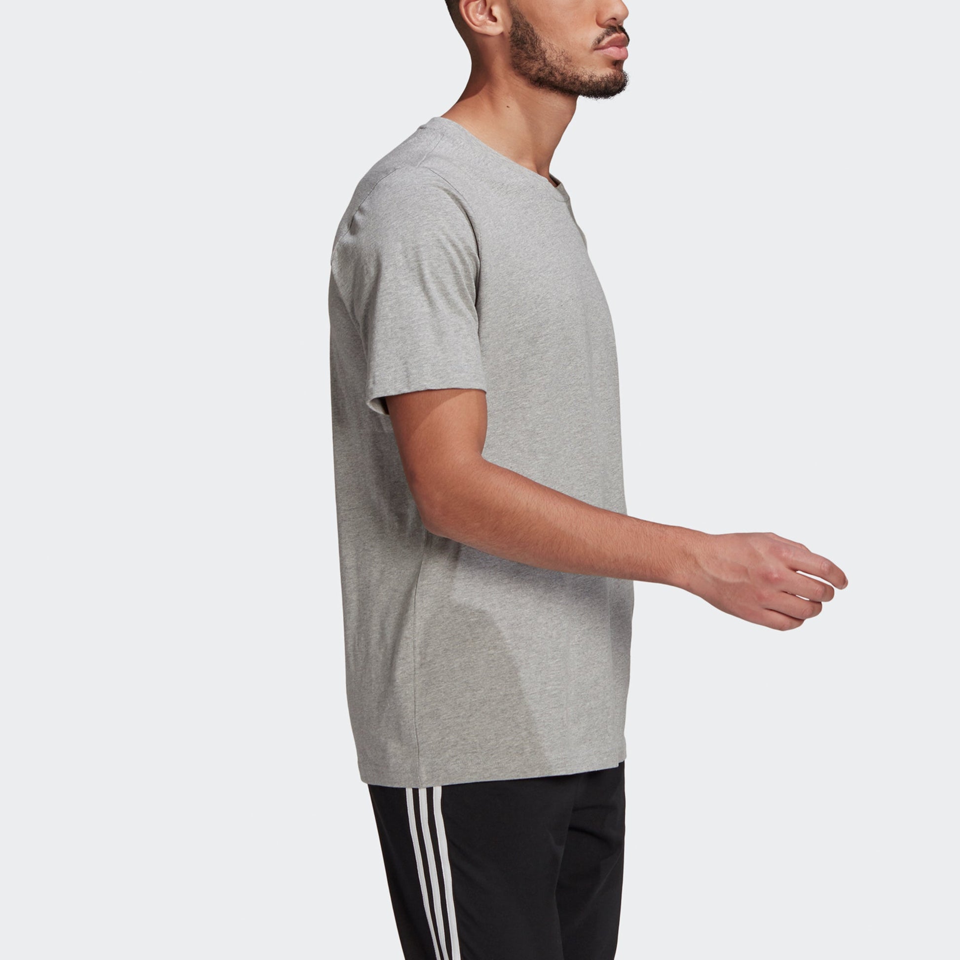 adidas Essentials Embroidered Logo Sports Round Neck Short Sleeve Gray GK9641