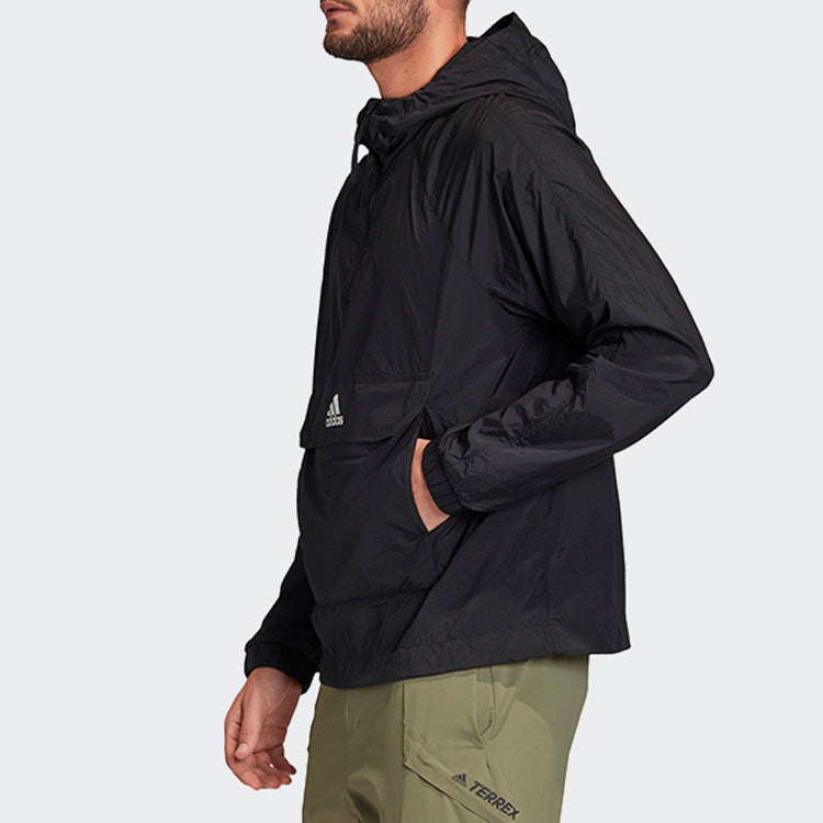 adidas Logo Casual Sports Hooded Jacket Black FI0620