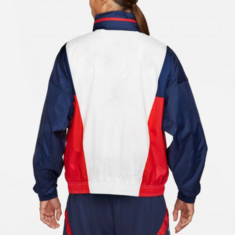 Men's Air Jordan Paris Saint-Germain Colorblock logo Sports Woven Storage Simple Hooded Jacket White Blue DB6487-100