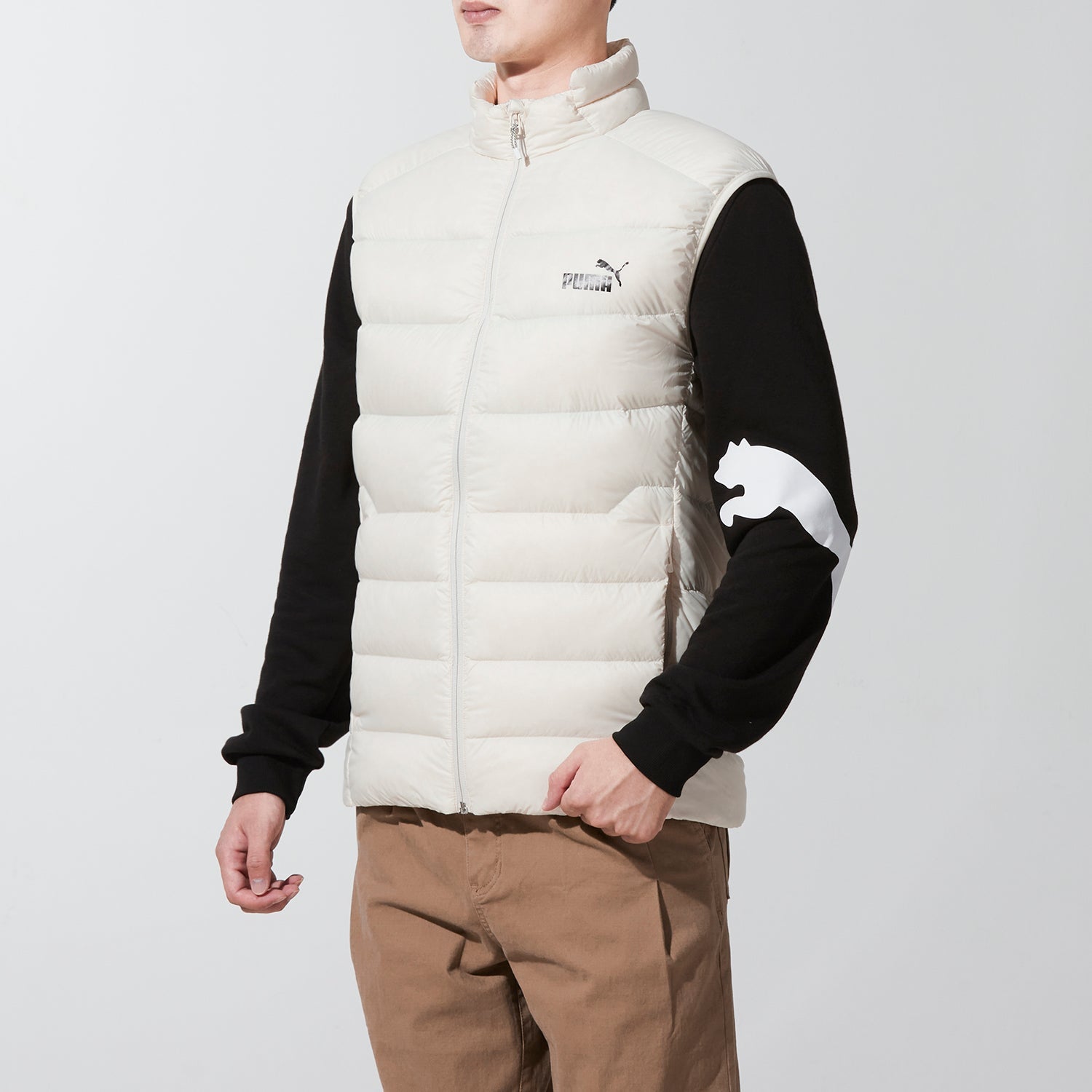 PUMA Logo Down Vest 'Ivory ' 534541-73