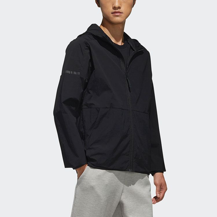 adidas Wb Light Woven Windproof hooded Logo Jacket Black FI8759