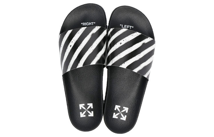 Off-White Industrial Sliders 'Diagonal Stripe - Black White' OMIC001S21MAT0021001