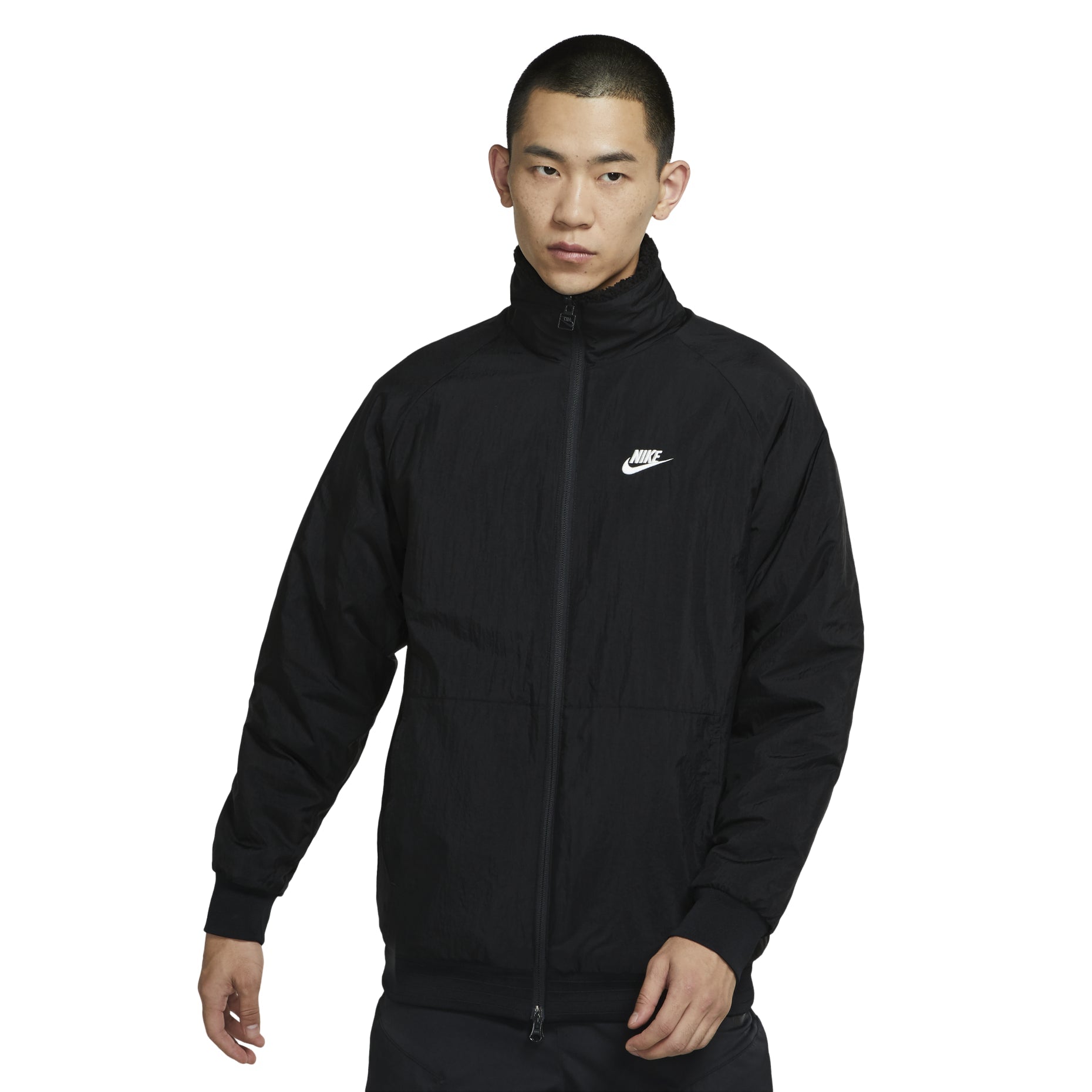 Nike Big Swoosh Reversible Boa Jacket Asia Sizing 'Black White' BQ6546-011