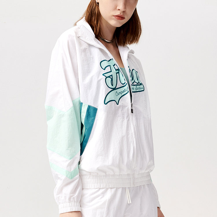 FILA FUSION Logo Printing Contrasting Colors Woven Jacket White T11W122701F-WT
