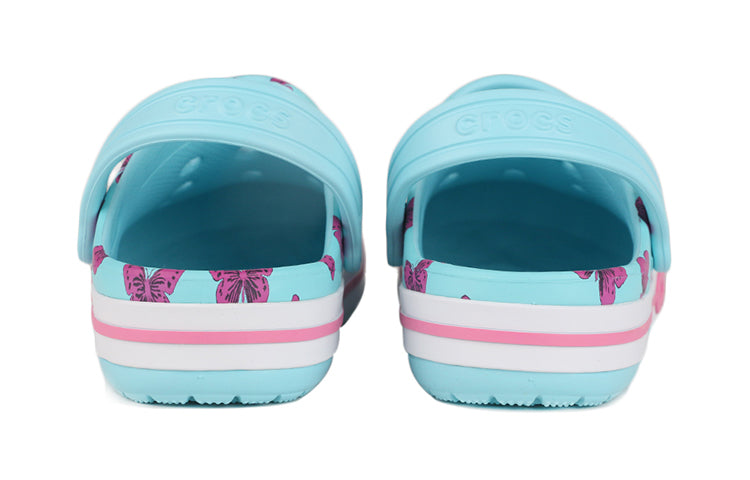 (PS) Crocs 4 Printing Outdoor Flat Heel Beach Sports Blue Sandals 206178-4O9