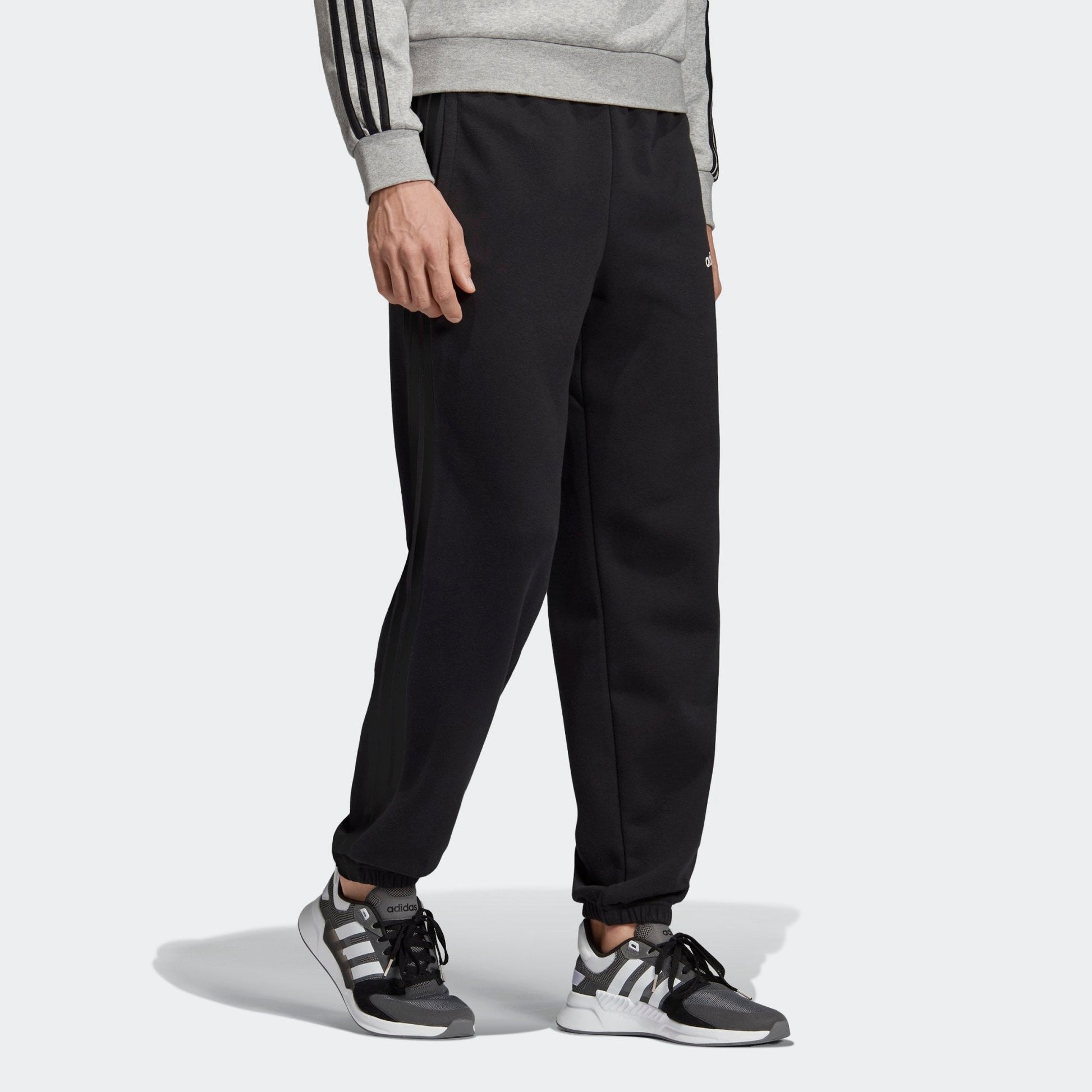 adidas Loose Knit Breathable Stripe Casual Sports Pants Black EI4898