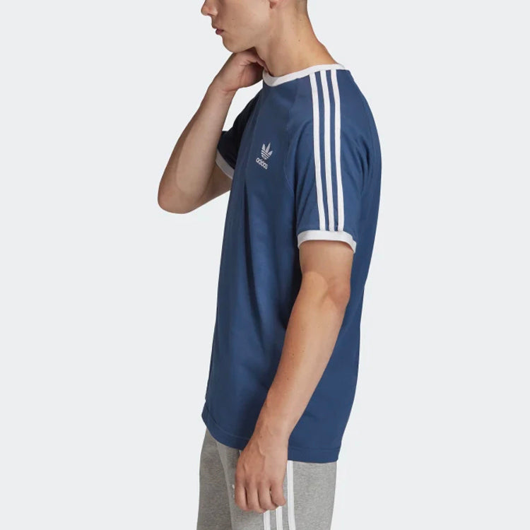 adidas originals 3-Stripes Tee Casual Round Neck Loose Logo Stripe Short Sleeve Ocean Blue FM3772